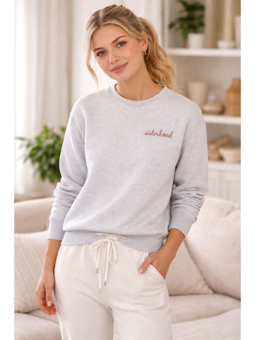 Maison Labiche x Smallable Sisterhood Sweatshirt Gray Women’s Size L Embroidered